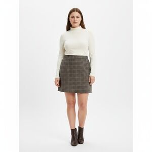 Antonio Melani Mini Skirt Womens Plus Size 18 Brown Plaid Trendy Fashion Lined